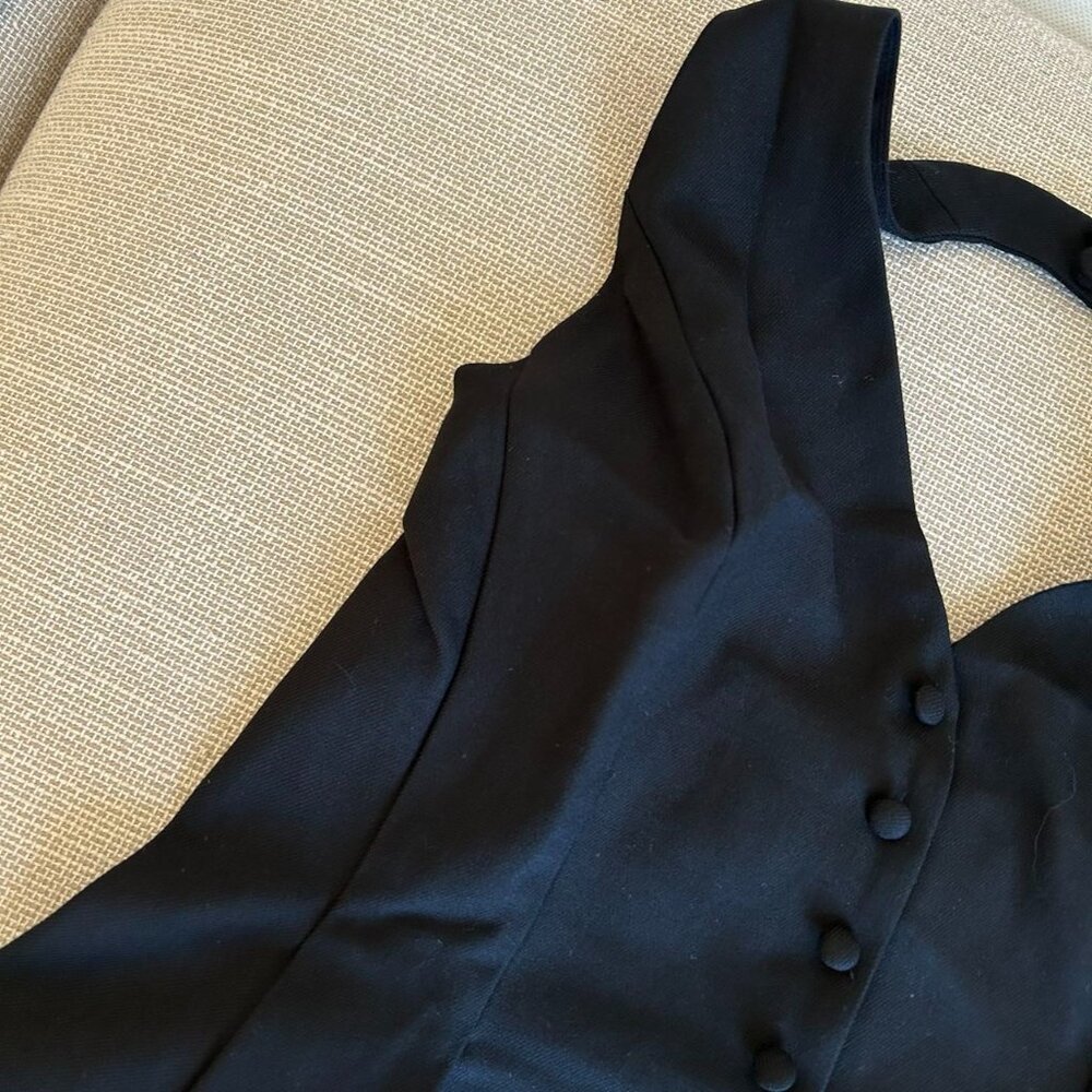 Reformation Black Halter Button-Front Peplum Top - Picture 7 of 10